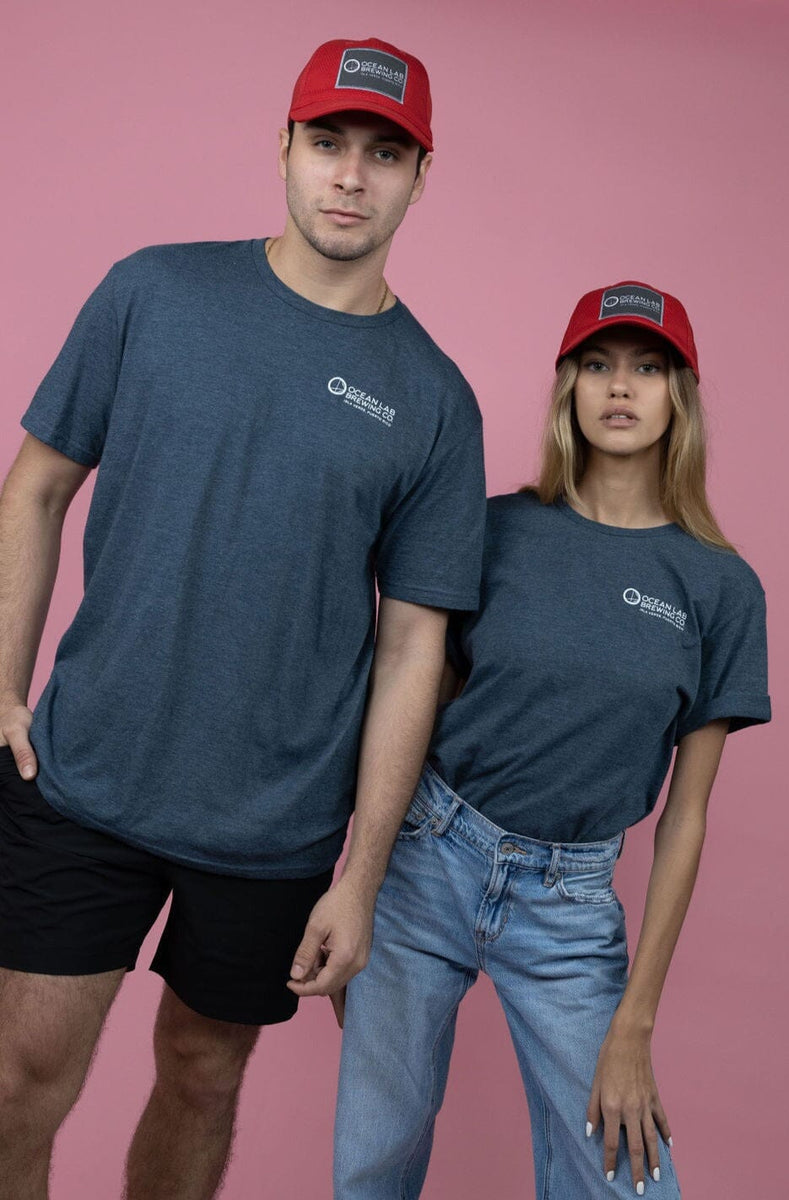 Diver Octopus Short Sleeve TShirt Heather Blue Ocean Lab Brewing Co.