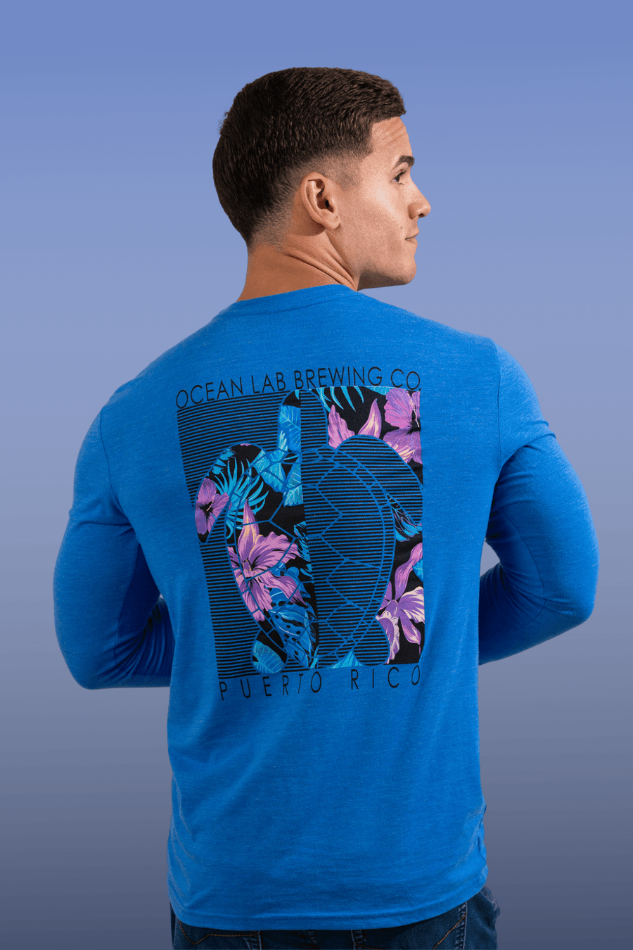 Flowers & Lines Turtle Long Sleeve - Heather Royal