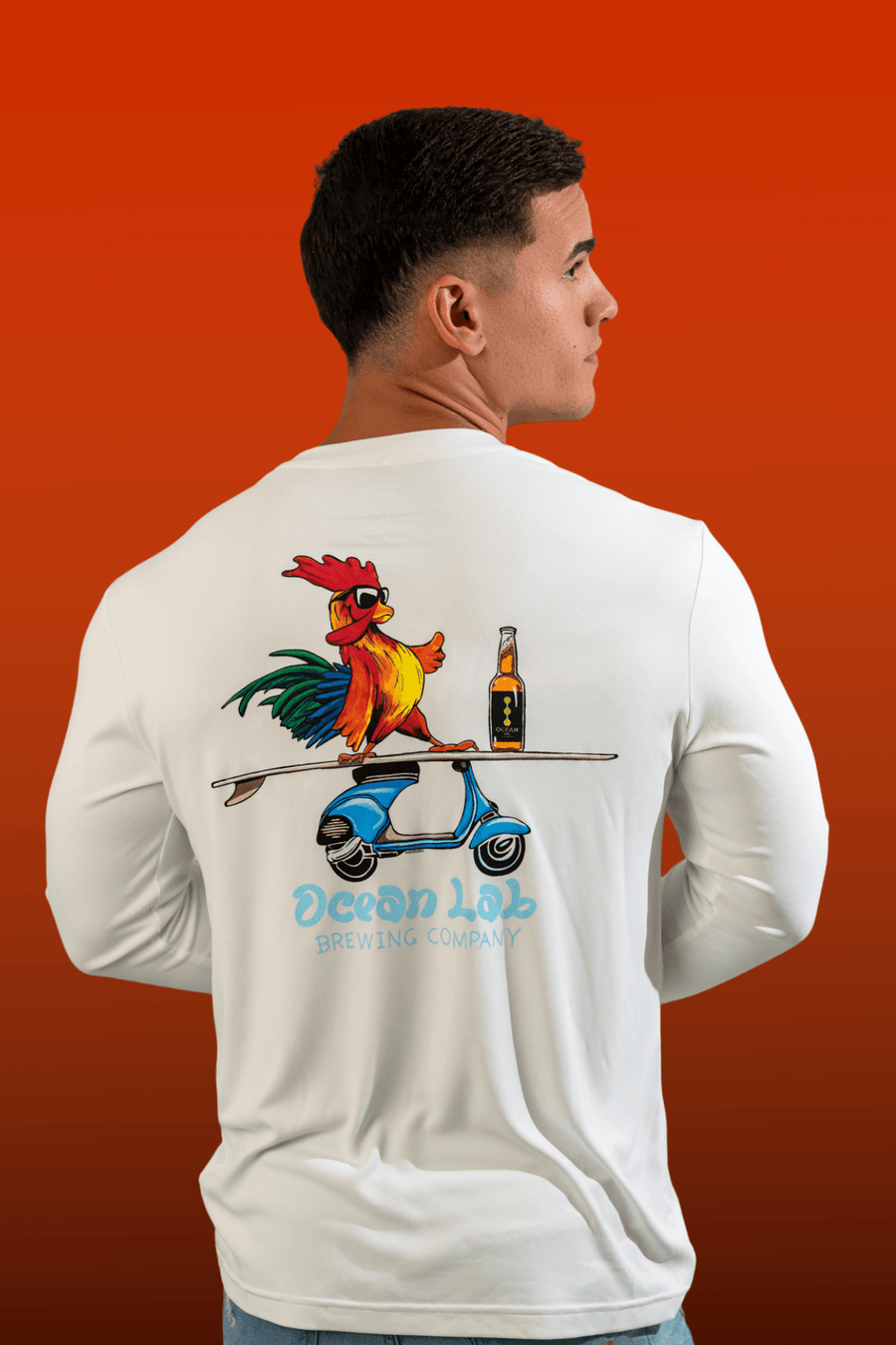 Surfing Rooster Rashguard - White