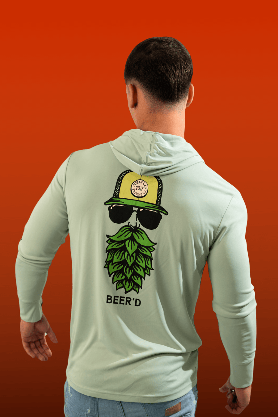 Beer'd Hopster Hooded Rashguard-Sage Green