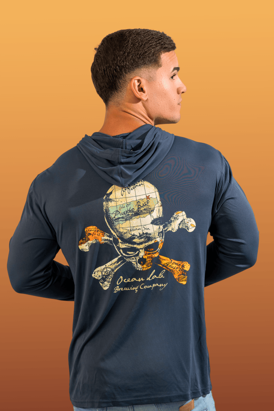 Pirate Paradise Hooded Rashguard - Storm Blue Black