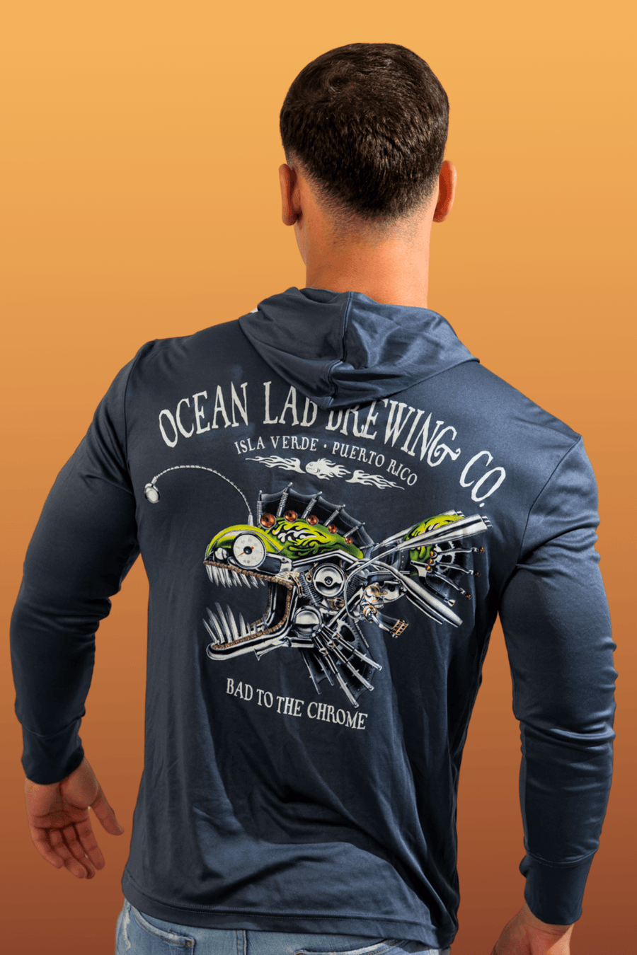 Bad to the Chrome Hooded Rashguard - Storm Blue Black