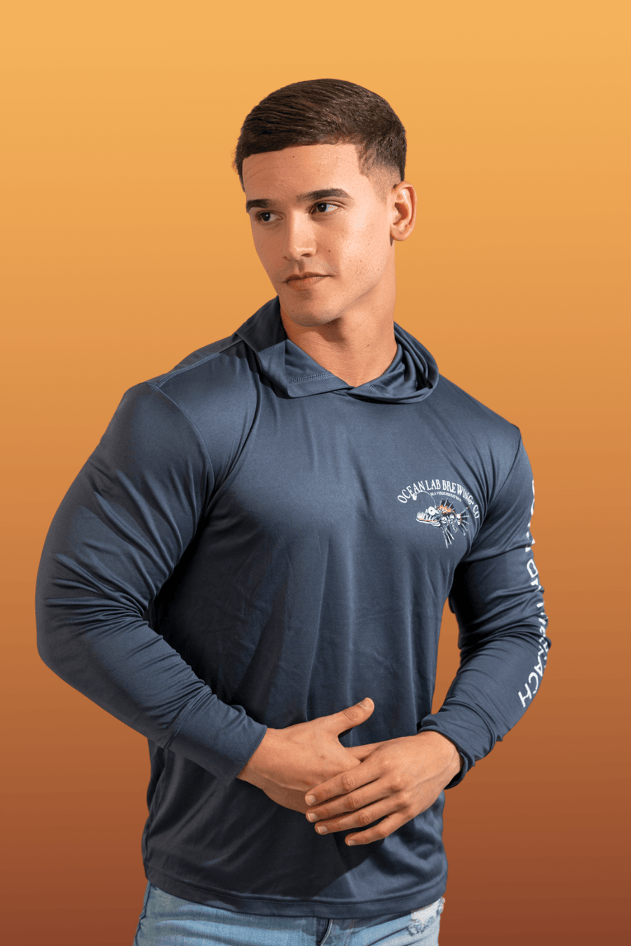 Bad to the Chrome Hooded Rashguard - Storm Blue Black