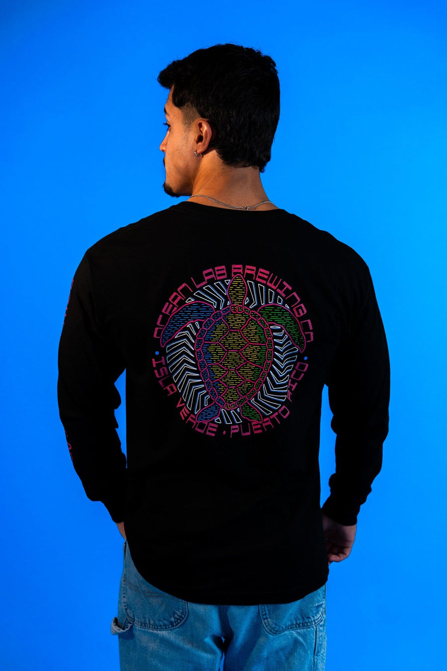 Retro Turtle Long Sleeve T-Shirt - Black