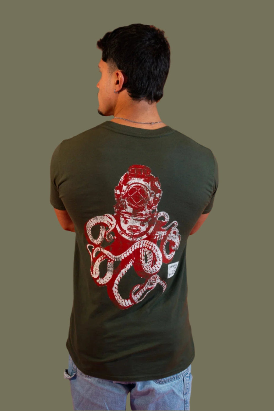Diver Octopus Short Sleeve T-Shirt - Army Green