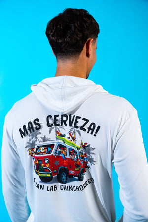 MAS CERVEZA! Hooded Rashguard - White