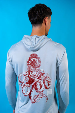 Diver Octopus Hooded Rashguard - Pearl Grey*