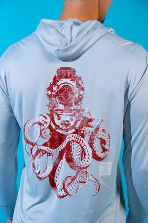 Diver Octopus Hooded Rashguard - Pearl Grey*