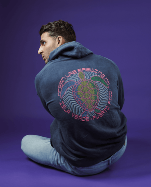 Retro Turtle Hoodie - Vintage Denim