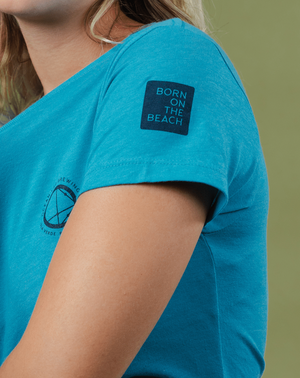 Ocean Motion Short Sleeve Heather Ladies Tee - Heather Turquoise