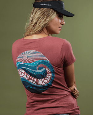 Ocean Motion Ladies Short Sleeve Tee - Antique Rose