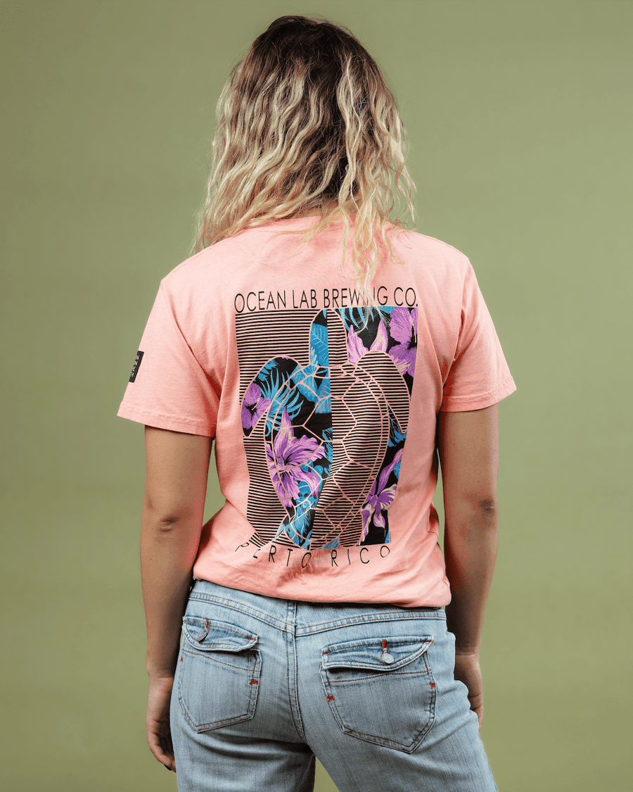 Flowers & Lines Turtle Short Sleeve T-Shirt