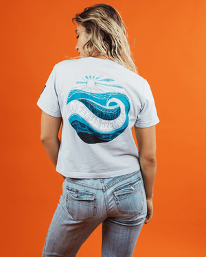 Ocean Motion Cropped Ladies Tee - Seaglass