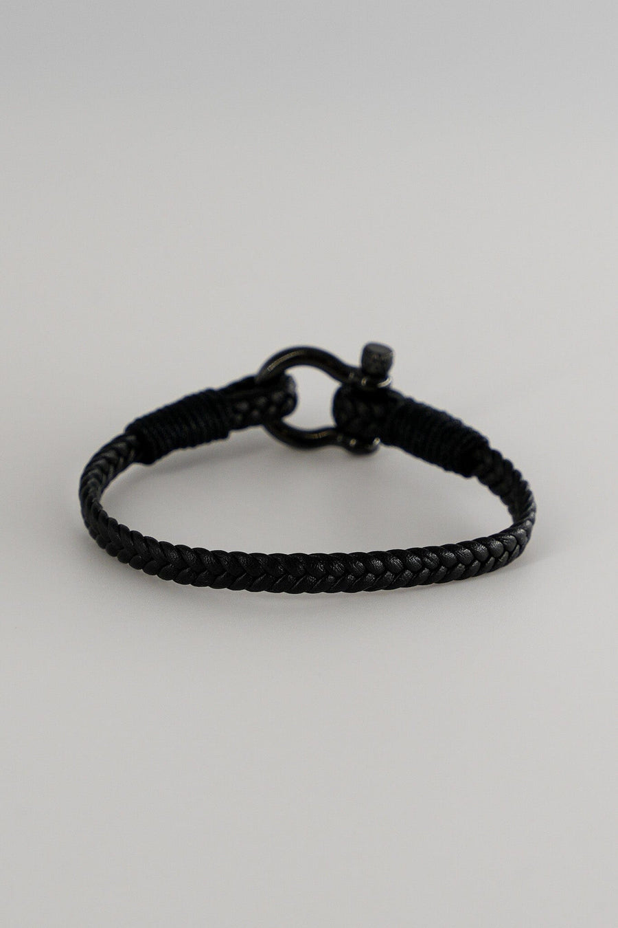 Braided Leather Shackle Bracelet