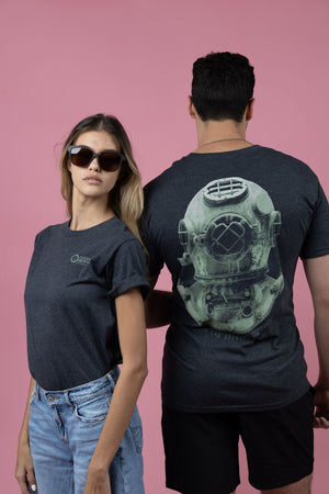 Helmet Short Sleeve T-Shirt- Heather Charcoal