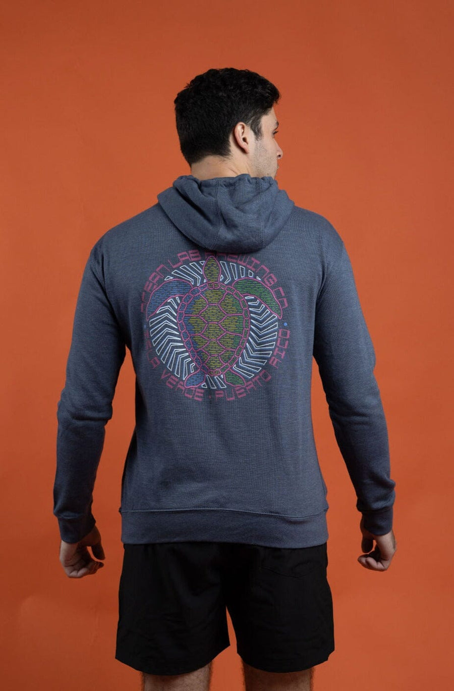 Retro Turtle Hoodie - Heather Blue