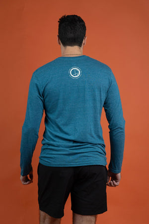 Shark Surfboard Long Sleeve T-Shirt - Heather Teal