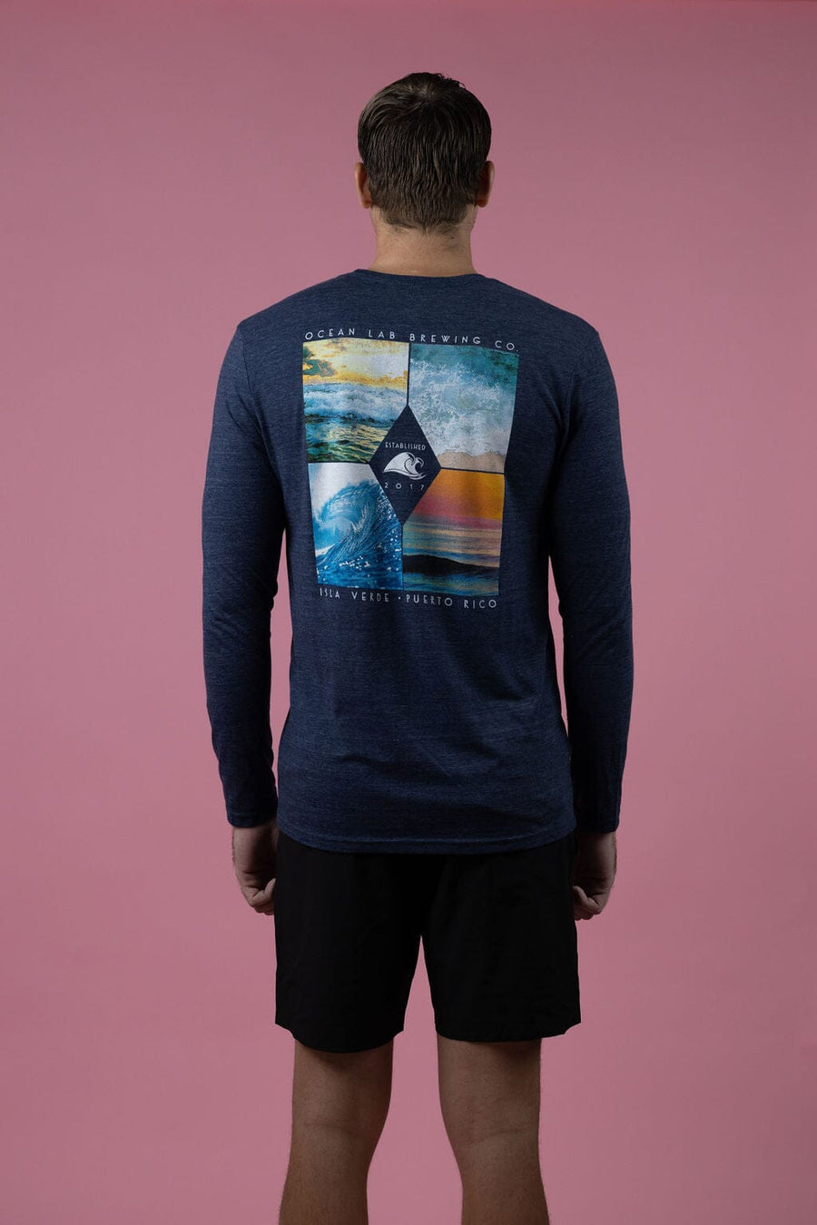 Ride The Wave Long Sleeve T-shirt - Heather Navy