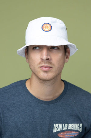 Bucket Hat - Helmet Logo - White