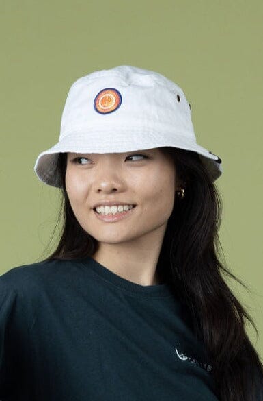 Bucket Hat - Helmet Logo - White