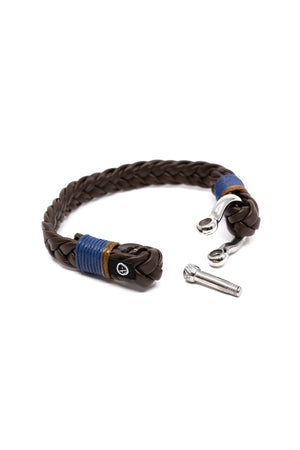Shackle Braid Leather Ocean Lab Bracelet